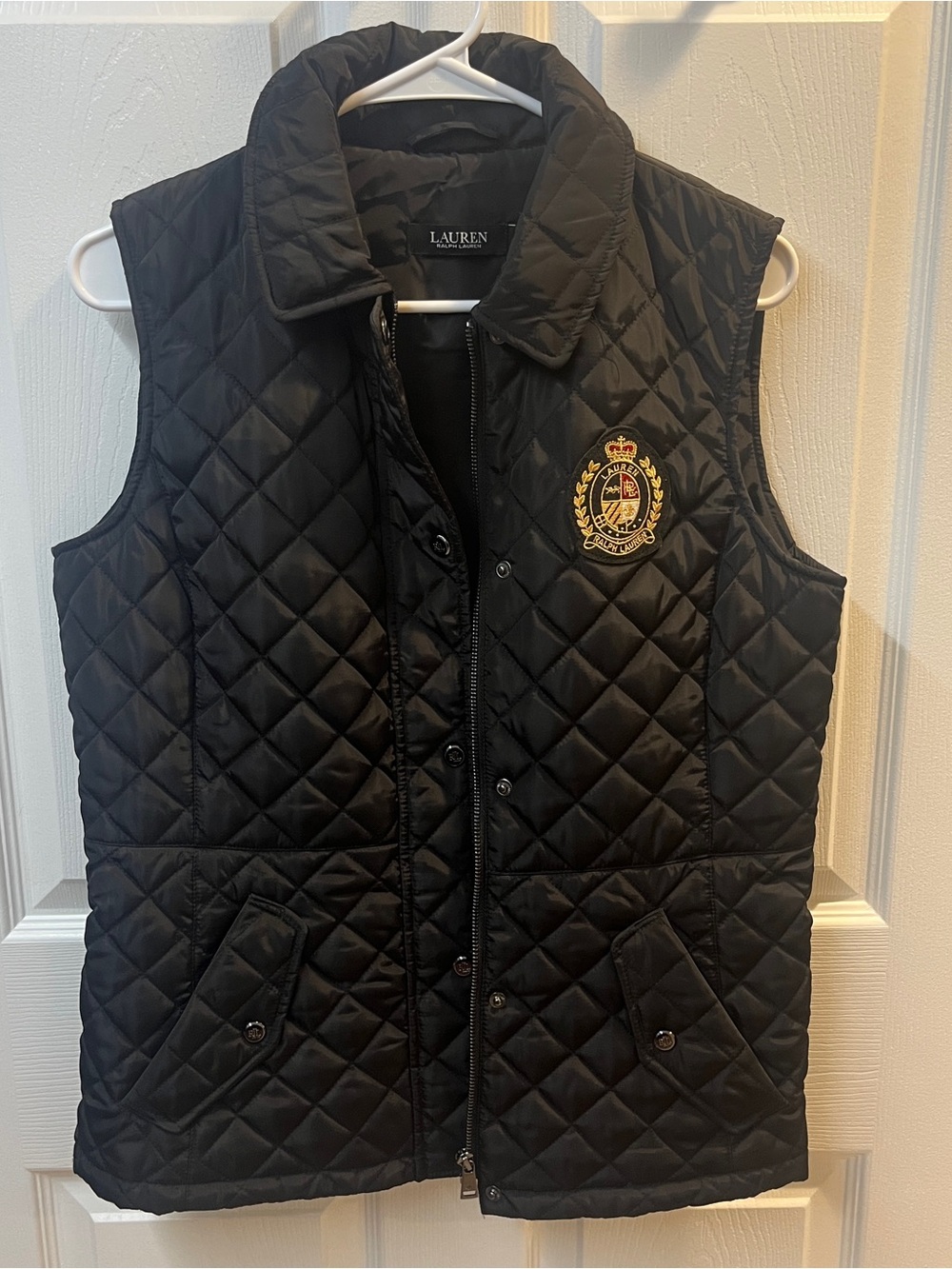 Lauren Ralph Lauren Black Quilted Vest in Size Small